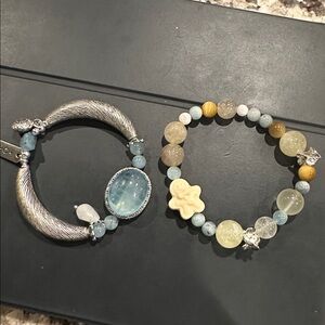 Crystal Silver and Blue Bracelet Set